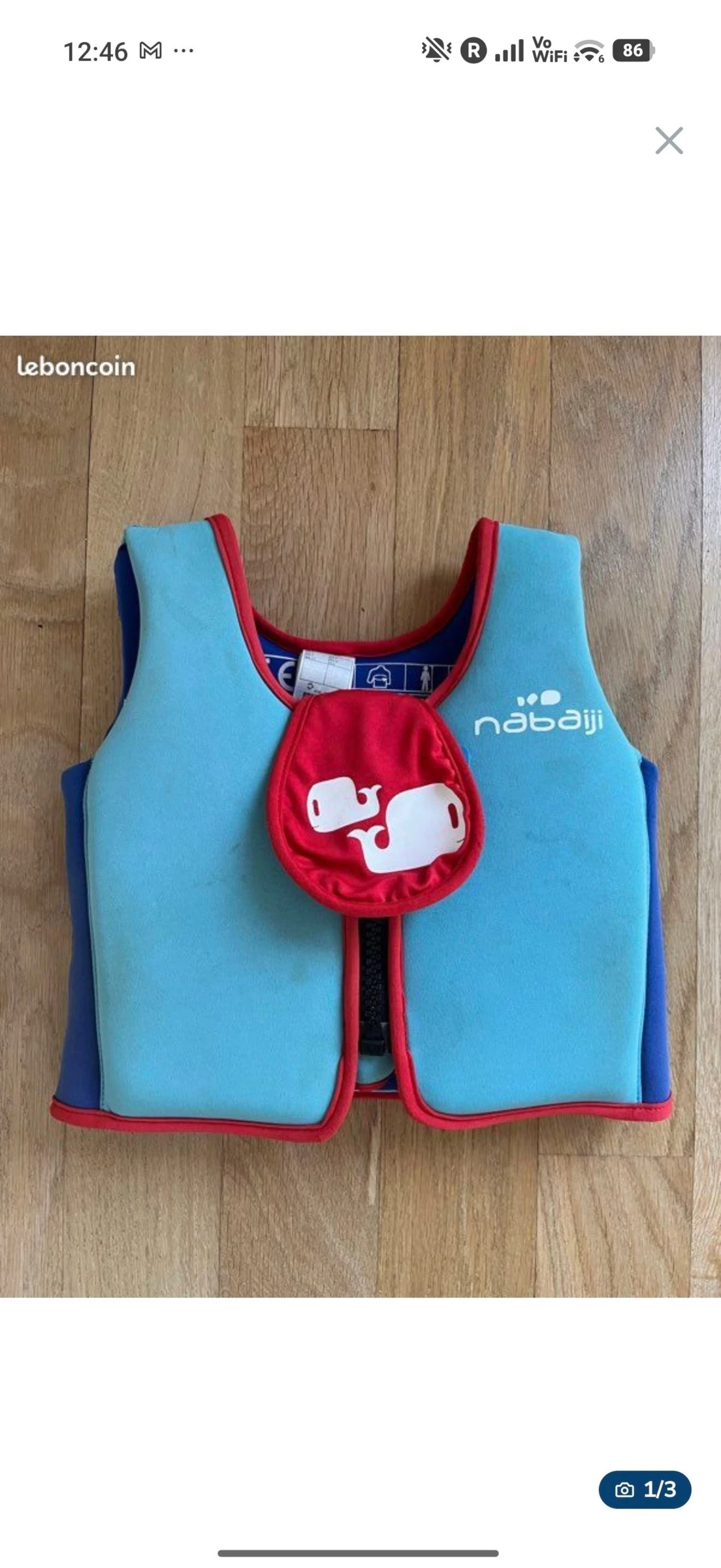 Gilet de natation Nabadji taille M 18-30 kg
